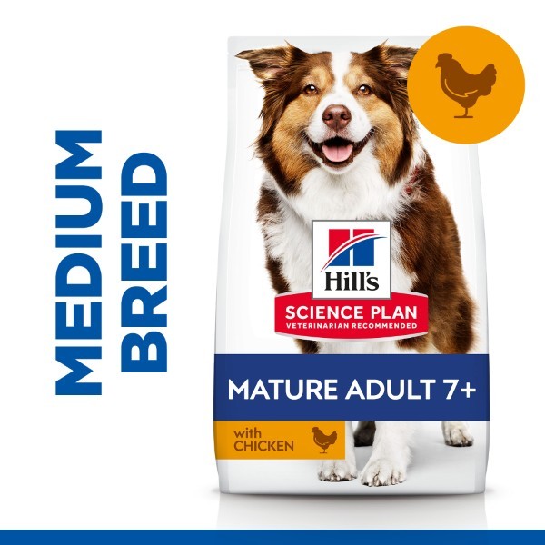 Hill's Science Plan Medium Mature Adult 7+ Dog Food With Chicken - 14 Kg