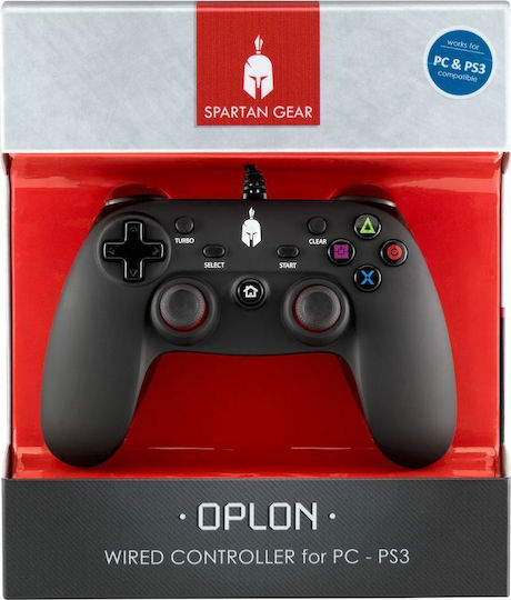 Spartan gear oplon wired controller black for pc ps3