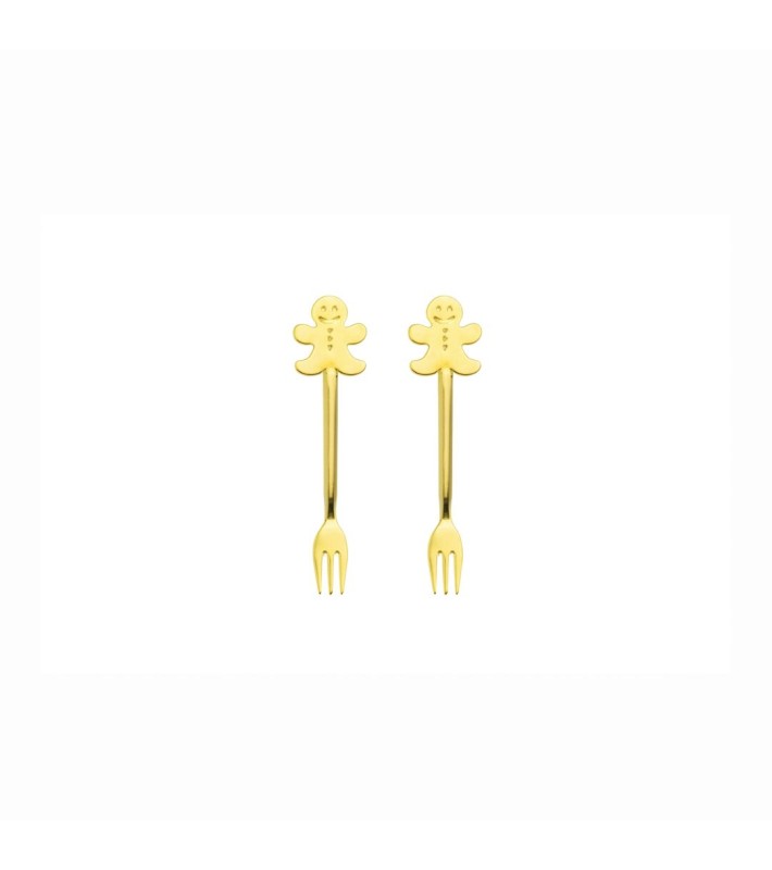 Bellagio Christmas Christmas Fork Set - Ginger Kid - Gold - 4Pcs