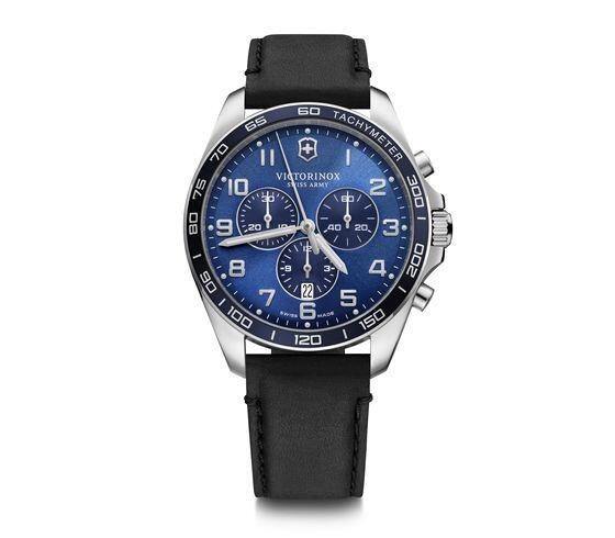 Fieldforce Classic Chronograph, 42, Blue Bezel, Blue Dial, Black Leather Strap (241929)