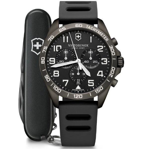 Fieldforce Sport Chronograph, 42, Black Dial, Black Rubber Strap (241926.1)