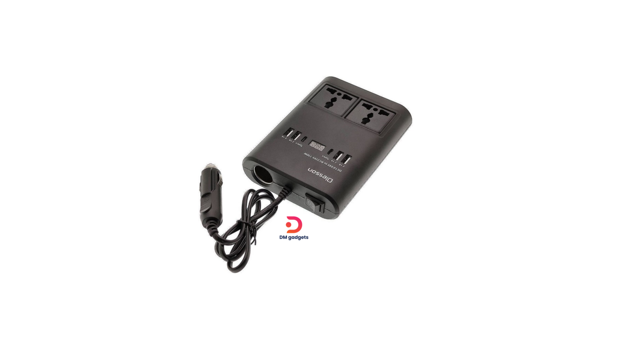 340BG#Olesson®NO.1662 Intelligent Car Power Inverter-150W-12VDC with 4 USB-Ports-Black