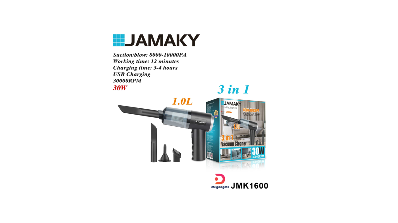 636A#Jamaky®JMK1600 Portable Handheld Vacuum Cleaner -Black