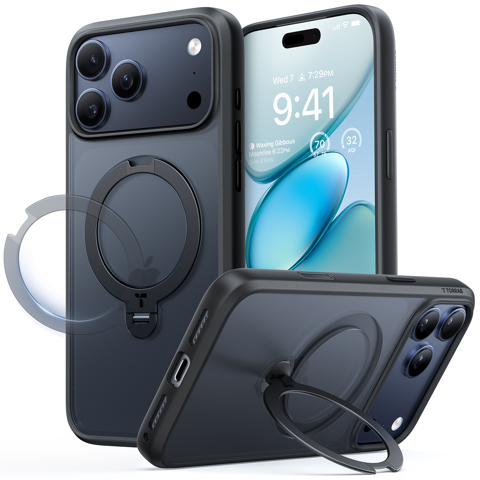 iPhone 17 Pro Max Case - Torras Ostand Spin (Black)