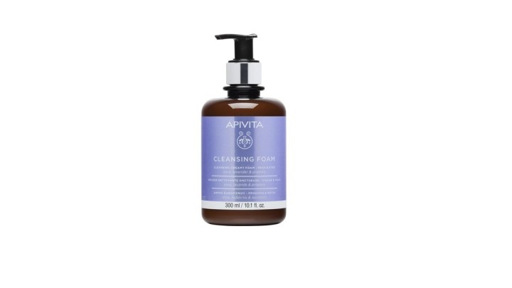 Apivita Cleansing Creamy Foam for Face and Eyes with Olive, Lavender and Propolis 300 ml
