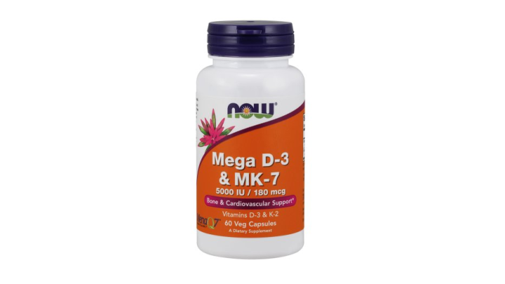 Now Mega D-3 & MK-7 - 5000iu/180mcg 60 Veg Caps