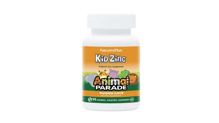 Natures Plus Kid Zinc 90 Animal Shaped Lozenges Tangerine Flavor