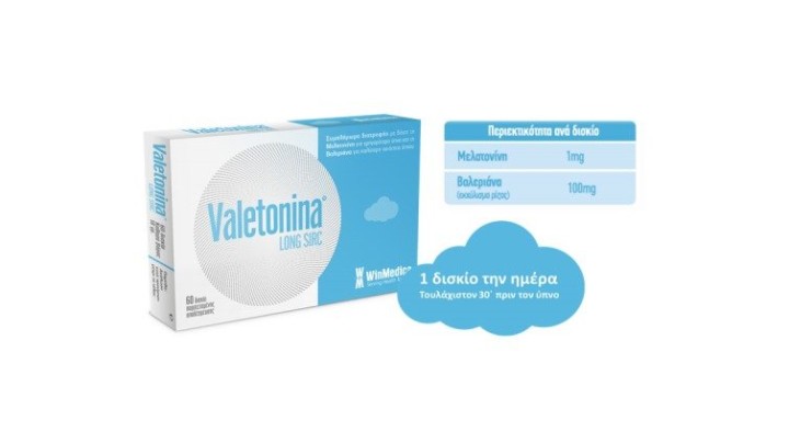 Valetonina Long Sirc Dietary Supplement with Melatonin & Valerian for Insomnia 60 tablets