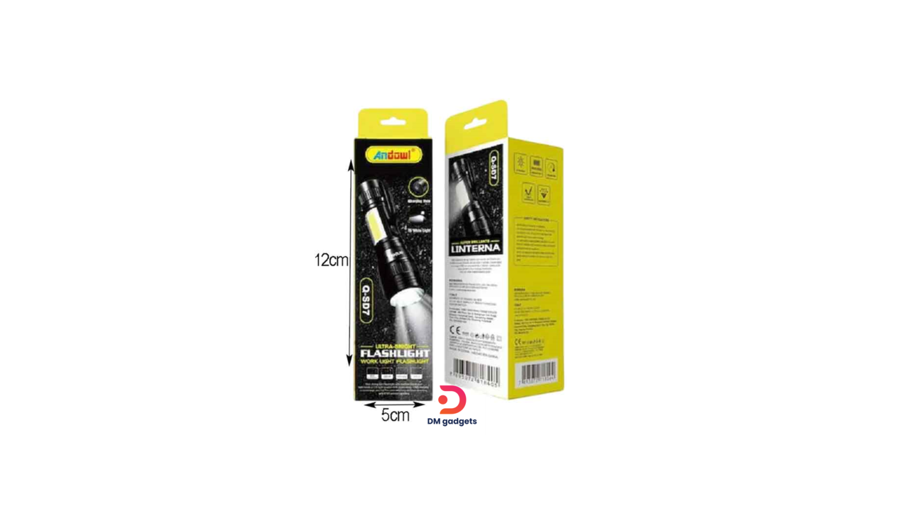 406D1#Andowl®Q-SD7 Rechargeable Led Diving Flashlight SD7 – Flashlight Work Light – Black