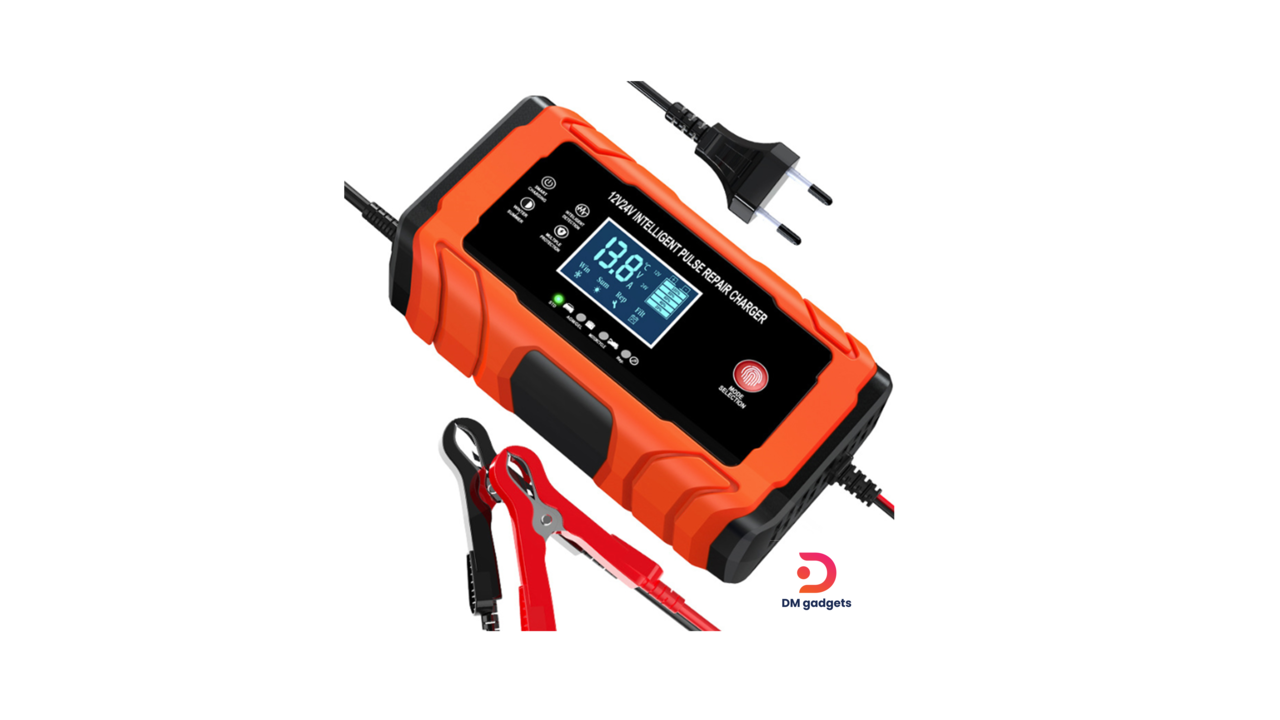 632C#XJB®122410-2 12V/24V-10A Car Battery Charger – Intelligent Pulse Repair Charger-Black