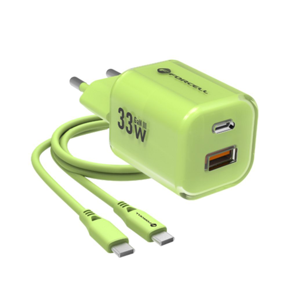 Iphone 17 Charger FORCELL F-ENERGY Crystal Color GaN III 33W Green