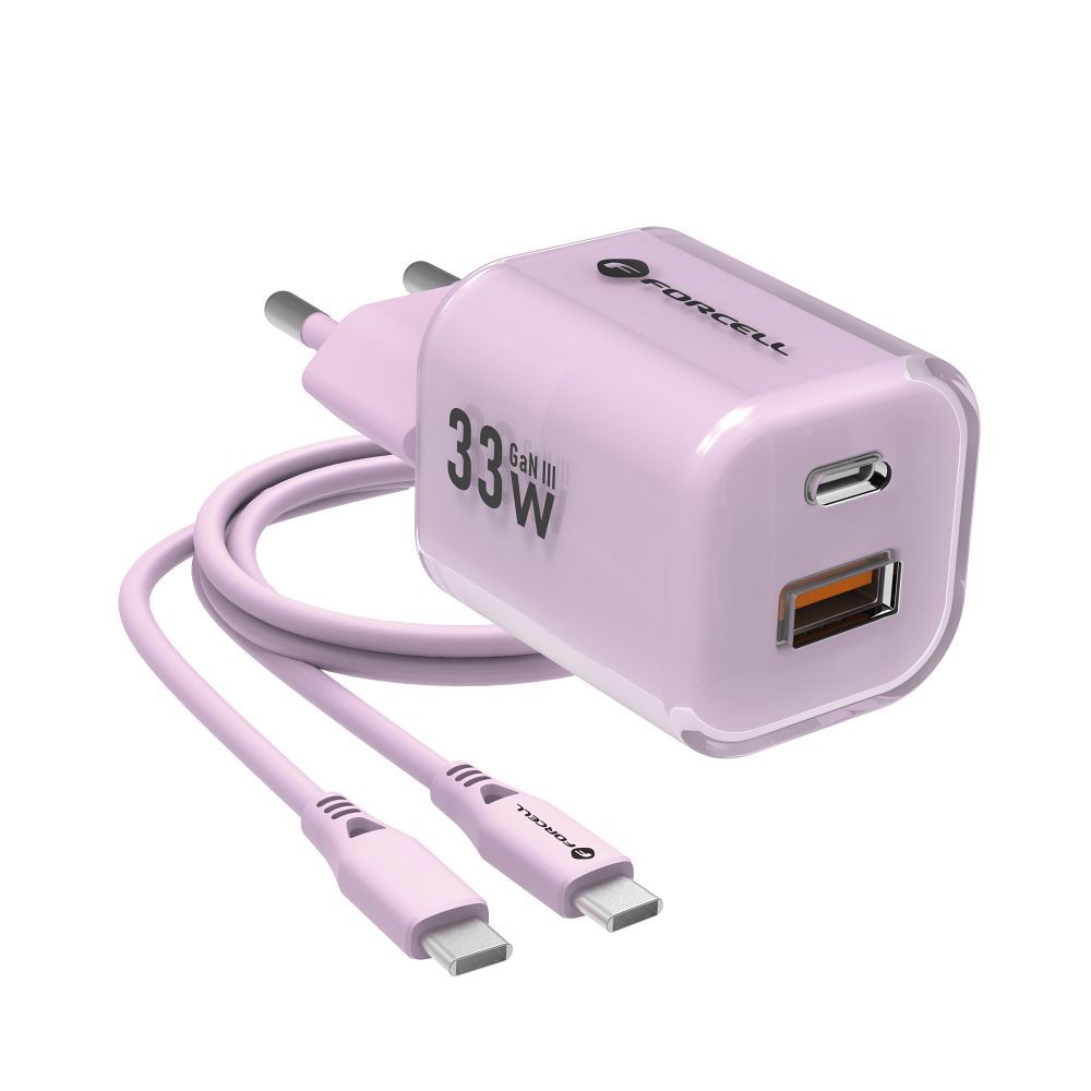 Iphone 17 Charger FORCELL F-ENERGY Crystal Color GaN III 33W Pink