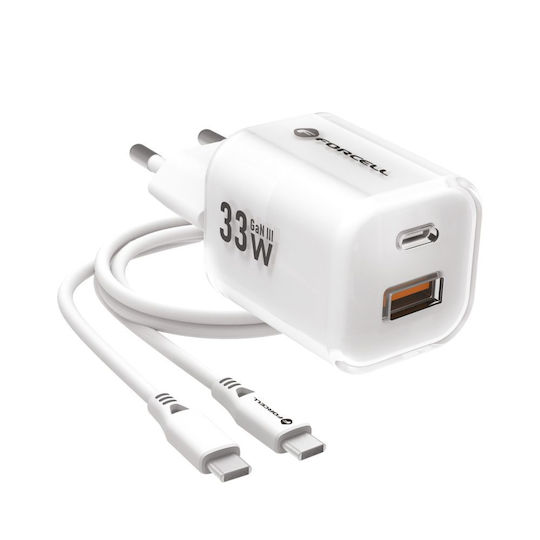 Iphone 17 Charger FORCELL F-ENERGY Crystal Color GaN III 33W White
