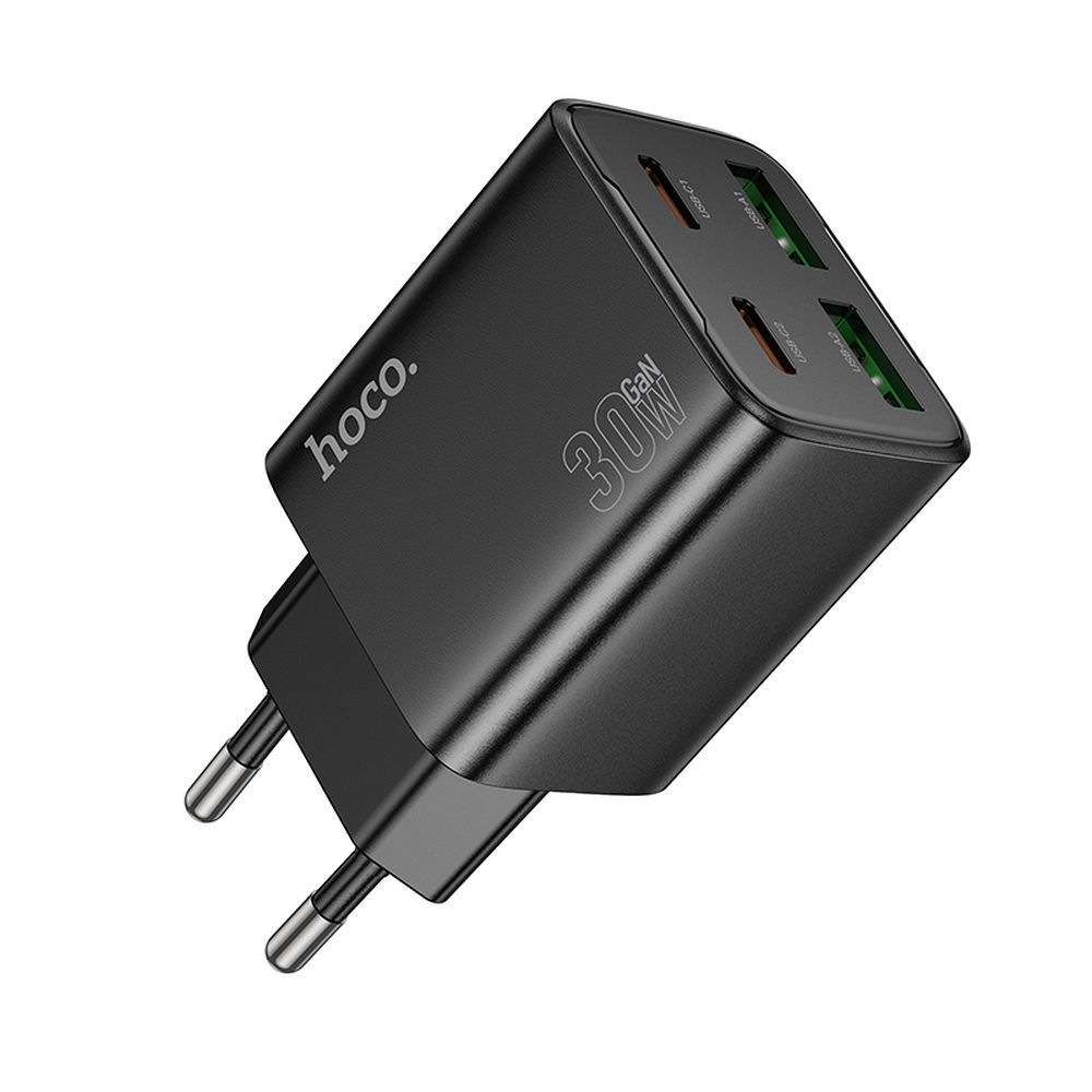 Phone charger Hoco 2 x USB C + 2 x USB A QC3.0 PD 3A 30W N56 Black