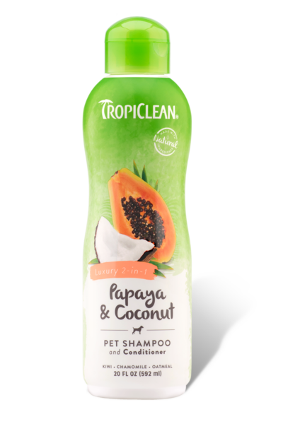 Tropiclean Shampoo For Dogs & Cats 2in1 Papaya & Coconut 592ml