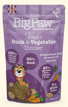 Little Big Paws Dog Wet Food Traditional Turkey & Vegetables Dinner Pouch - 90gr