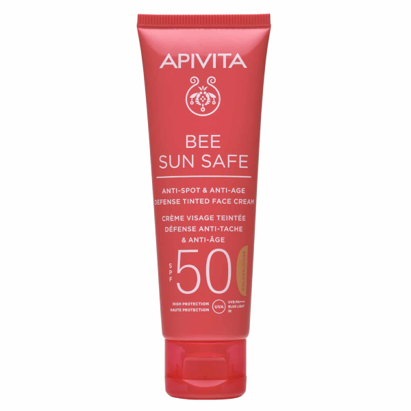 Apivita Bee Sun Safe Anti-Spot & Anti-Age Defense Tinted Face Cream Golden Spf50, 50Ml