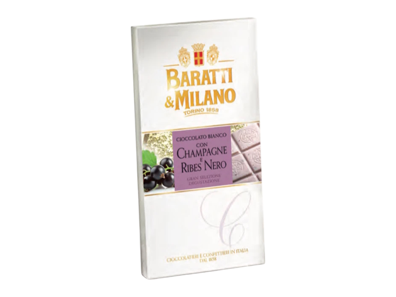 Baratti & Milano Chocolate White Champagne Currant 75g, Italy