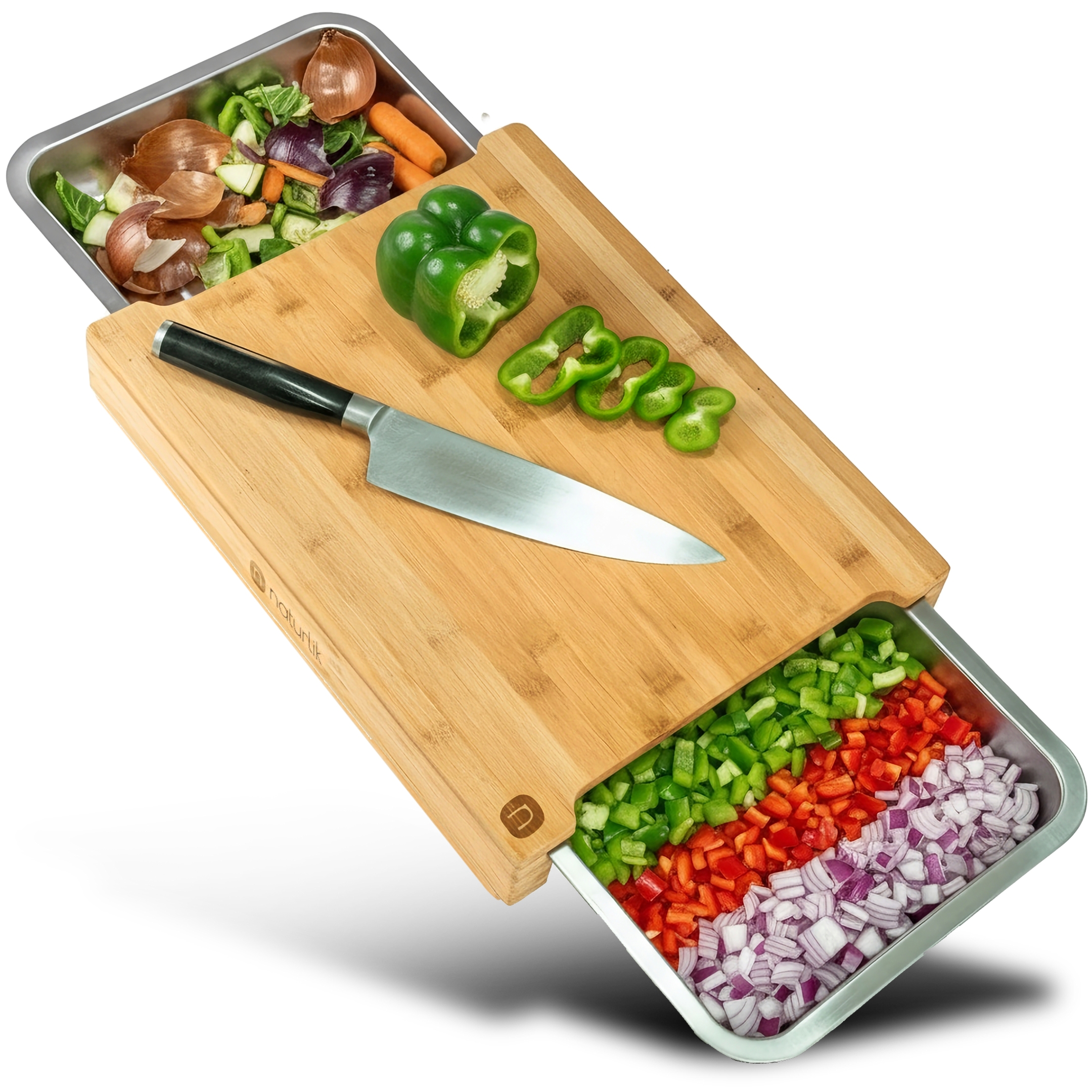 naturlik chopping board XL with pull-out trays (FSC certified cutting board)