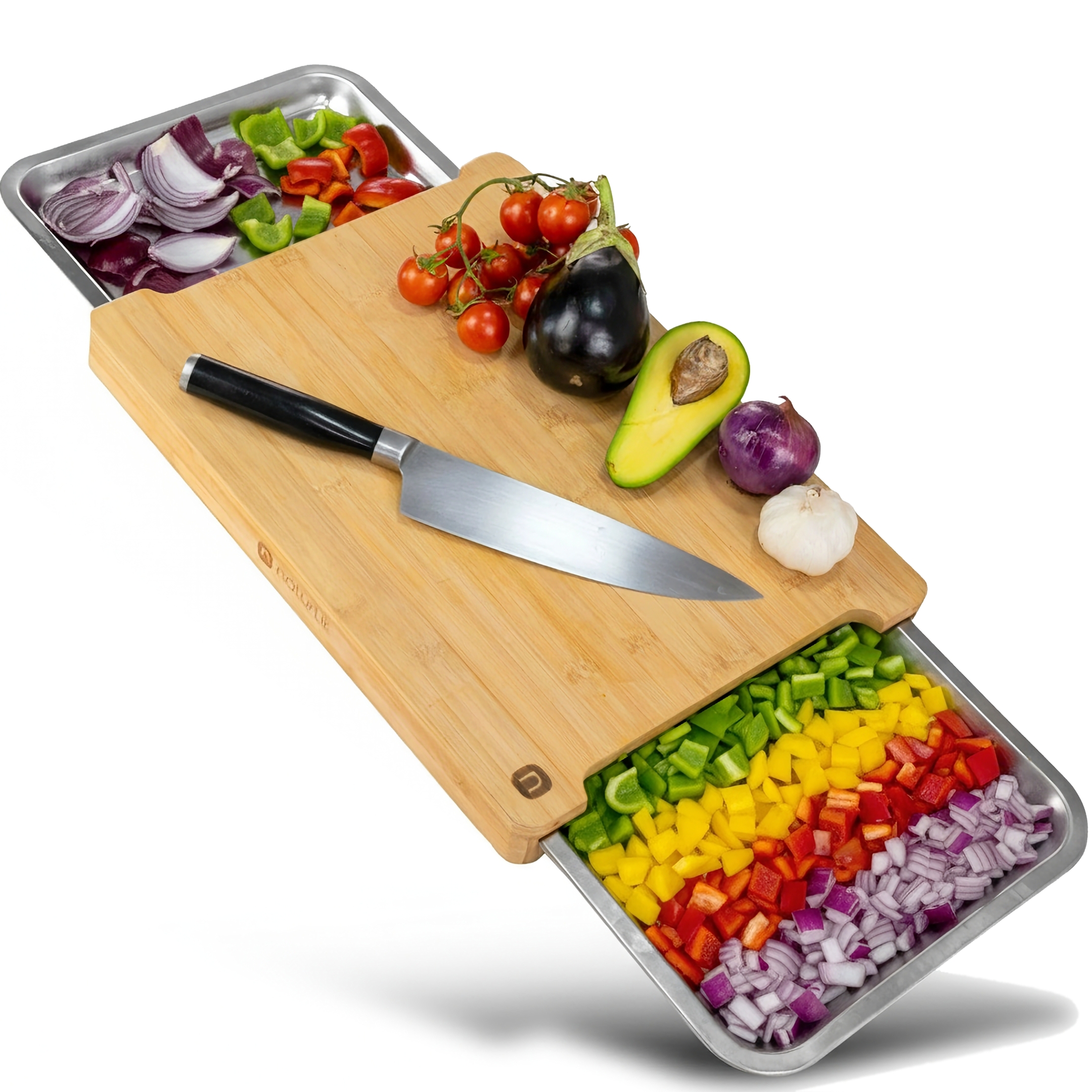 naturlik chopping board with pull-out trays (FSC certified cutting board)