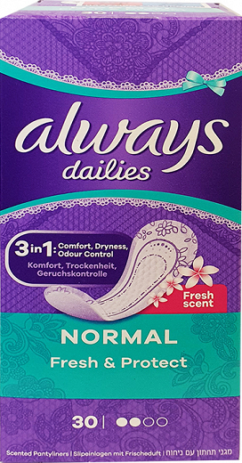 Always Alldays Normal Fresh & Protect, Pantyliners, 30