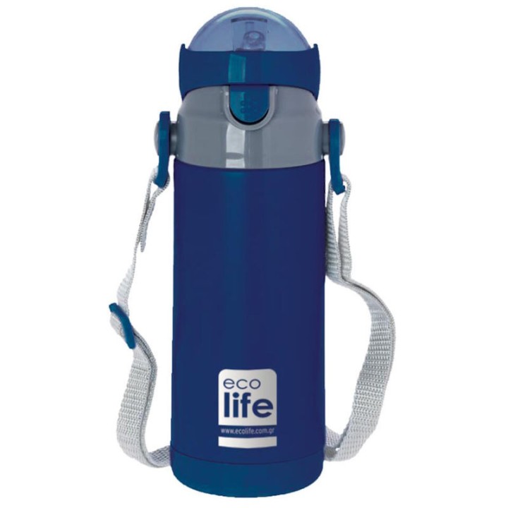 Eco Life Warm Stainless Steel Ecolife Navy Blue Colour With Straw 400Ml