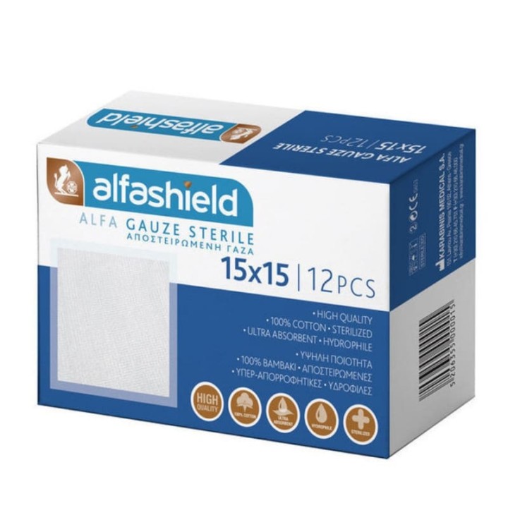 lfashield Sterile Gauze 15cm x 15cm, 12 pieces