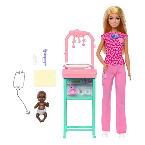 Barbie Baby Doctor Doll With Blonde Fashion Doll Playset