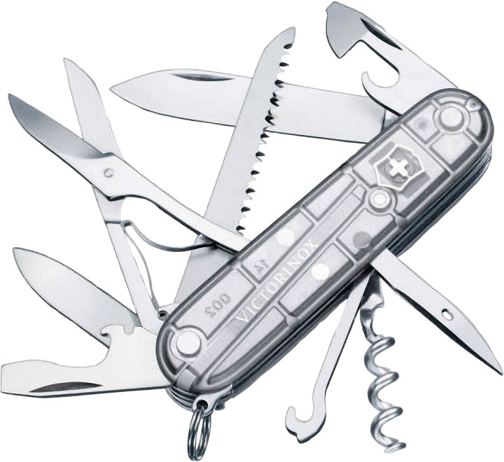 SWISS ARMY KNIFE 91mm HUNTSMAN SILVER TRANSLUCENT