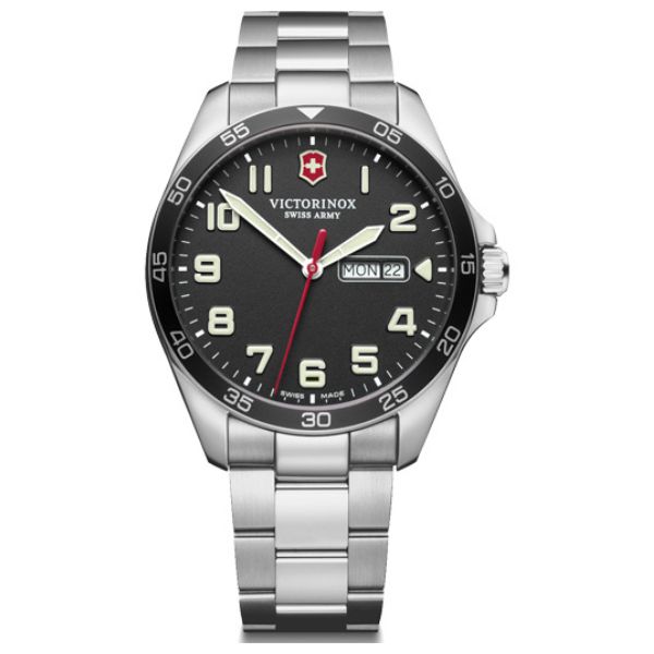 Fieldforce, O42, Black Dial, Silver Stainless Steel Bracelet