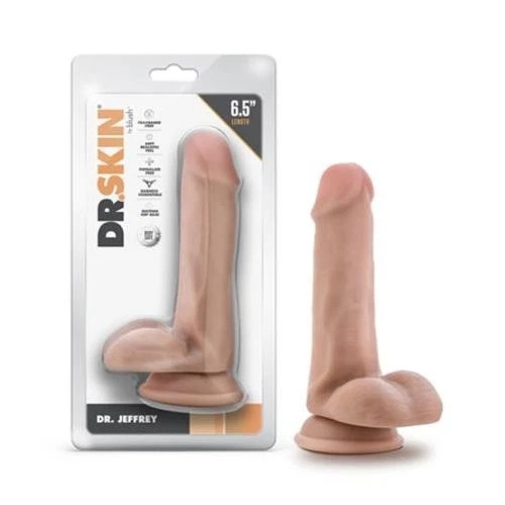 DR. SKIN - DR. JEFFREY 6.5 INCH DILDO WITH BALLS BEIGE