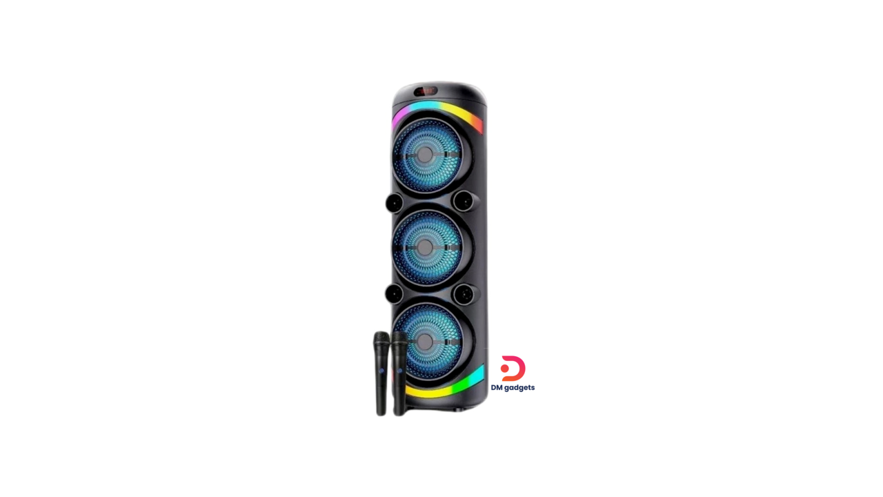 604M#KTS®2143 RGB Led Portable subwoofer speaker 60W with 2 microphones Karaoke-Black