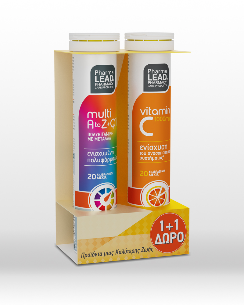 PHARMALEAD Multi A to Z+Q 10 (+Free Vitamin C 1000mg) 20 + 20 Eff.Tabs