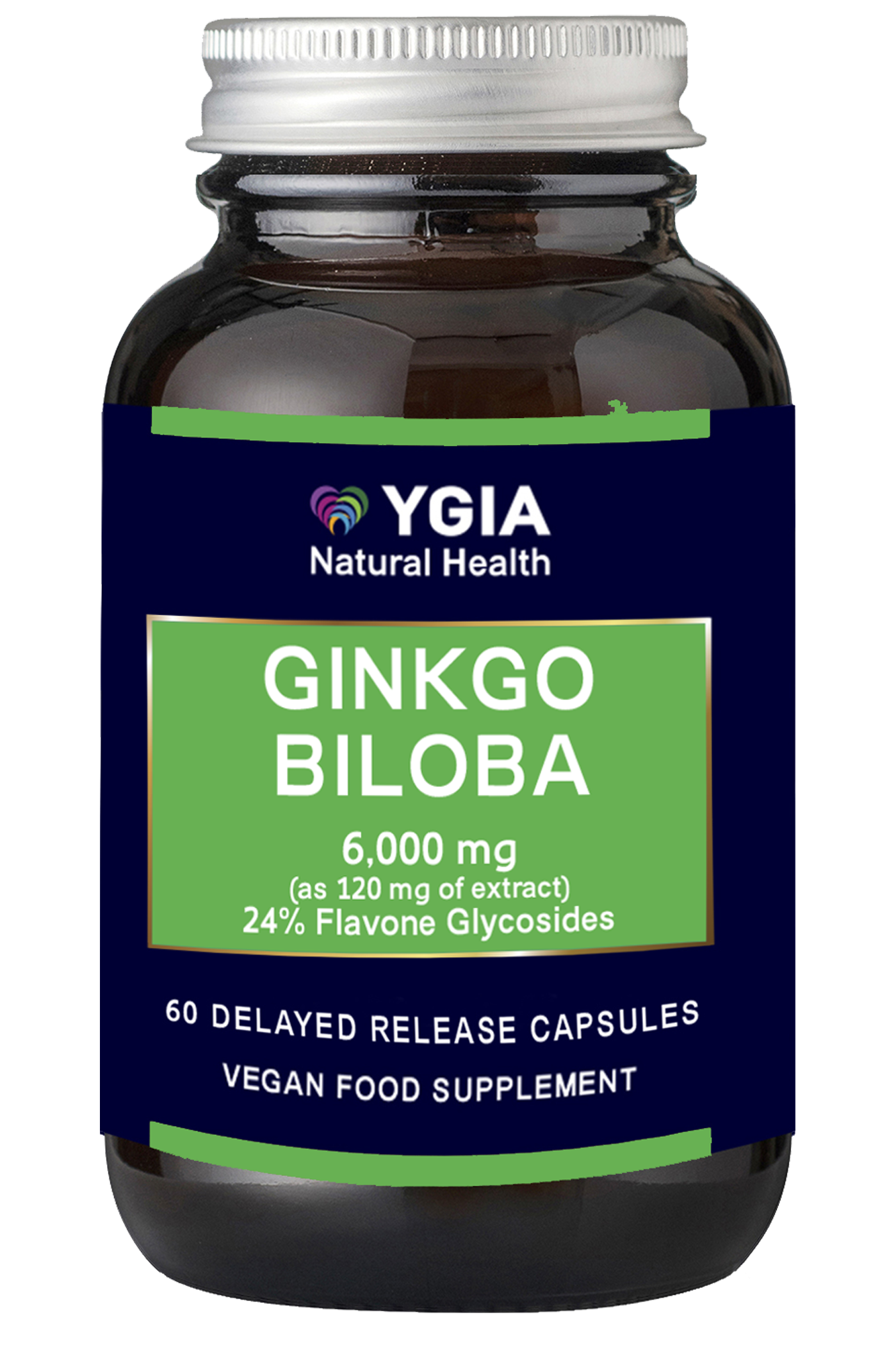 GINKGO BILOBA  ♦ 60 Veg Caps X 500mg  ♦ Amber Glass Bottles ♦ 100% Natural ♦ Non-GMO ♦ Gluten & Dairy Free ♦ No Additives