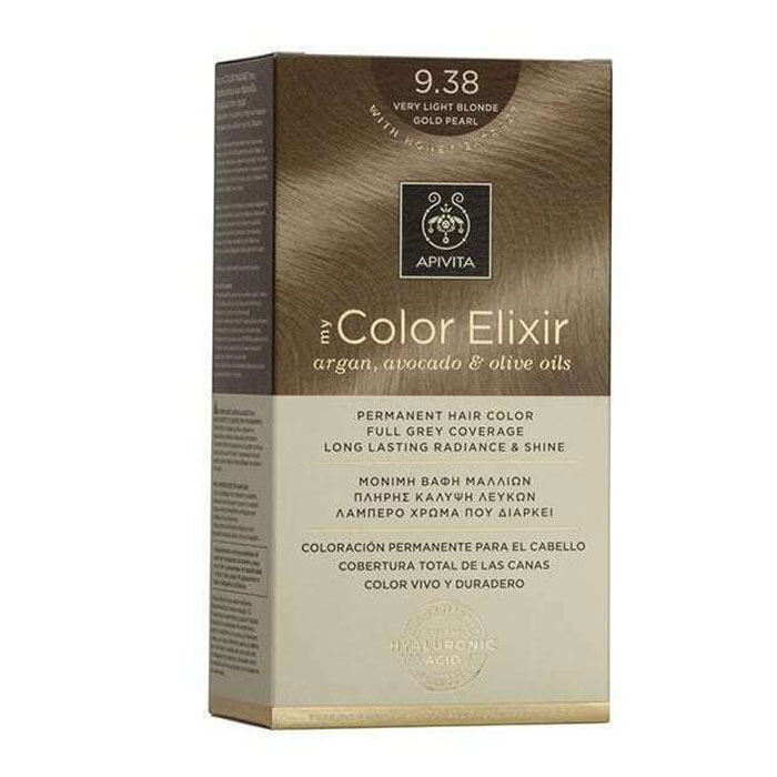 Apivita Color Elixir 9.38 Very Light Blonde Permanent Hair Colouring Kit 50Ml+75Ml