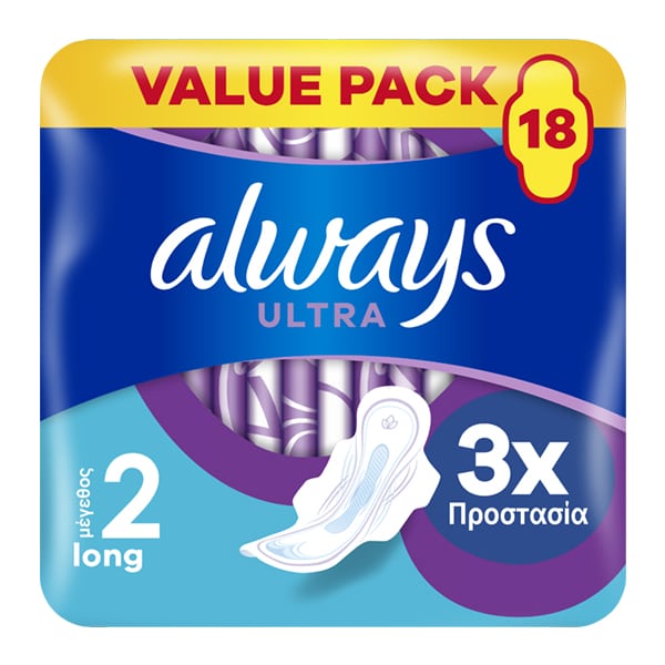 Always Ultra Day Long Size 2 Sanitary Napkins With Wings 18Pcs