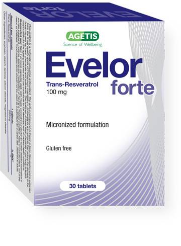 Agetis Evelor Forte Trans-Resveratrol antioxidant 100Mg 30 Tablets