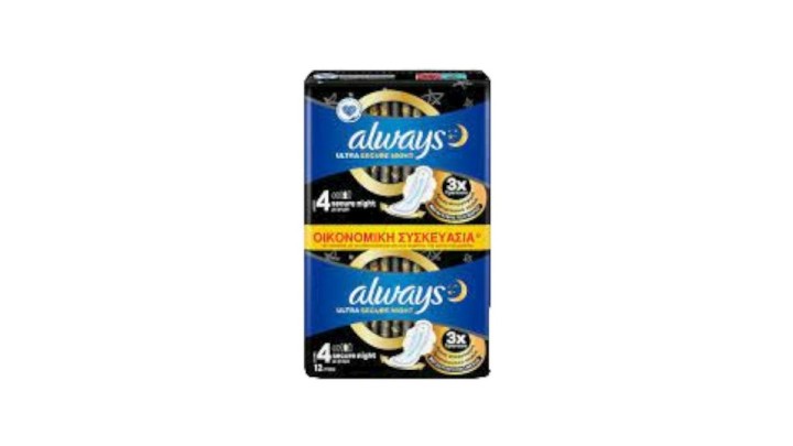 Always Ultra Secure Night Servietes, 12pcs