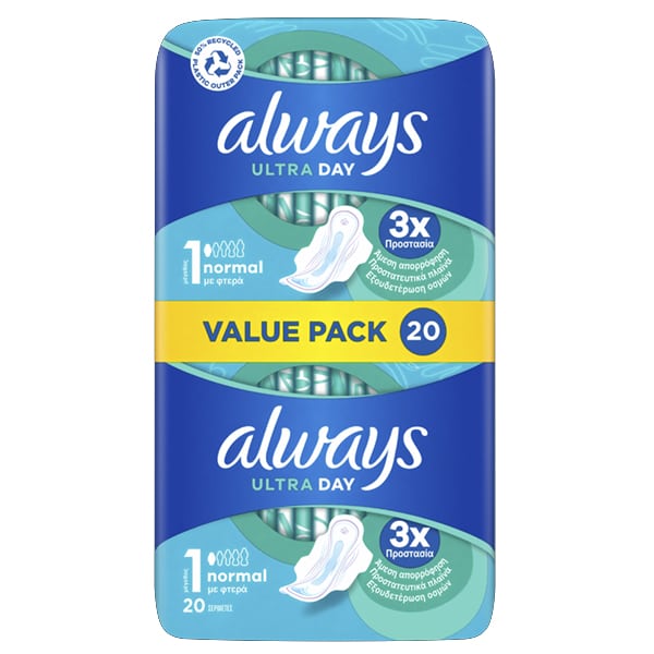 Always Value Pack Ultra Normal (Size 1) Sanitary Pads 20Pcs