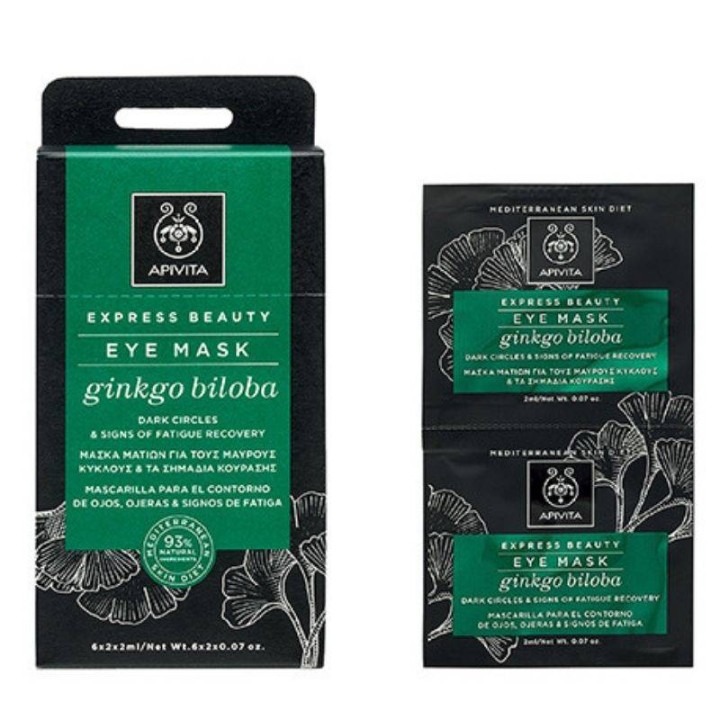 Apivita Express Beauty Eye Mask Ginkgo Biloba For Dark Circles & Signs Of Fatigue 2X2ml