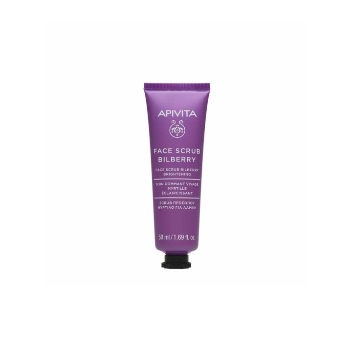 Apivita Face Scrub Bilberry Exfoliating Cream For Blueberry Shine 50ml
