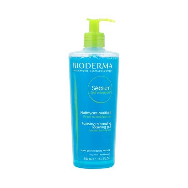 Bioderma Sebium Gentle Pyrifying Cleansing Foaming Gel That Visibly Reduces Excess Shine For Oily/ Combination Skin 500ml