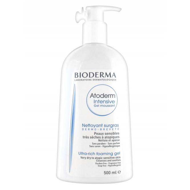 Bioderma Atoderm Intensive Gel Ultra Rich Foaming Gel For Very Dry To Atopic Sensitive Skin Cleanses And Soothes 500ml