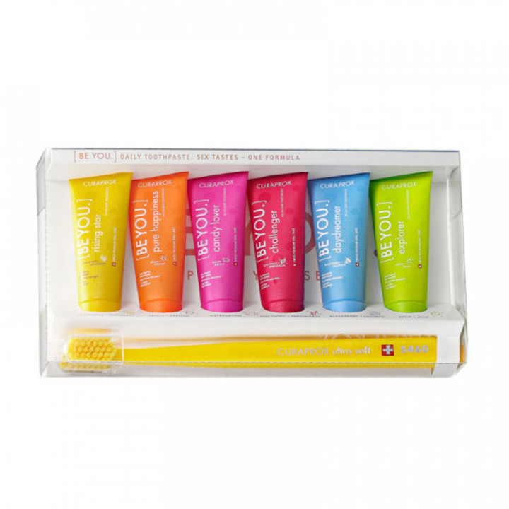 Curaprox Be You Six Tastes Pack Toothpastes x 10ml + Toothbrush