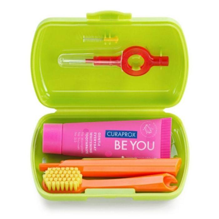 Curaprox Travel Set Oral Hygiene Travel Pack Vegetable Color & Carrying Case
