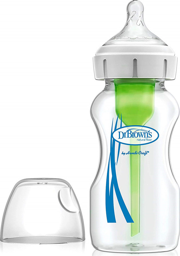 Dr. Brown's Options Plastic Bottle with Wide Neck & Silicone Nipple 0m+,3m+ - 330ml(3m+)