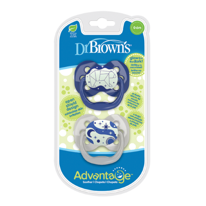 Dr. Brown's Advantage Glow In The Dark Pacifier 0-06M Blue