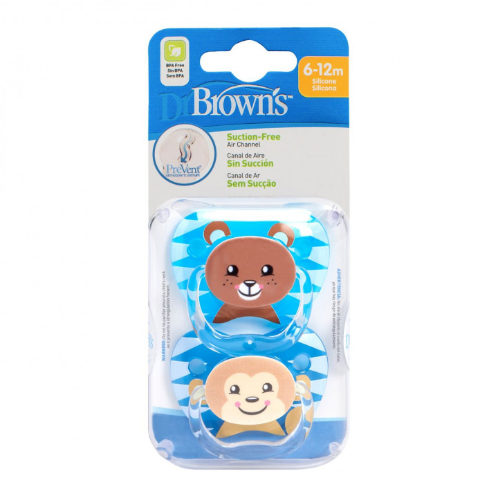 Dr. Browns Boy Pacifier Animal Faces 6-12M 2 Pack