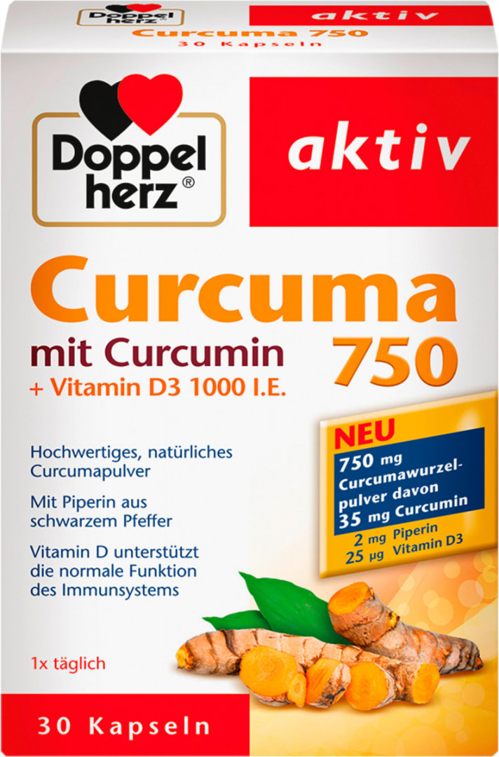 Doppel Herz Curcuma 750 Mit Curcumin Vitamin D3 1000 30 Capsules