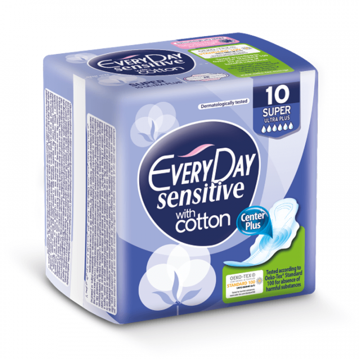 Everyday Ultra Plus Sensitive With Cotton Sanitary Pads 10 Pcs